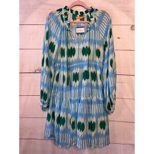 Oliphant Size‎ XS NWT Dress Balloon Sleeve Short Dress Blue Ikat MSRP $260